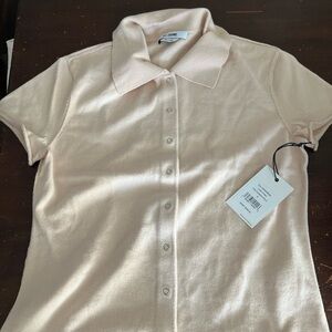 Re/Done Conway polo light Pink Button-down polo Top cotton cashmere blend Small